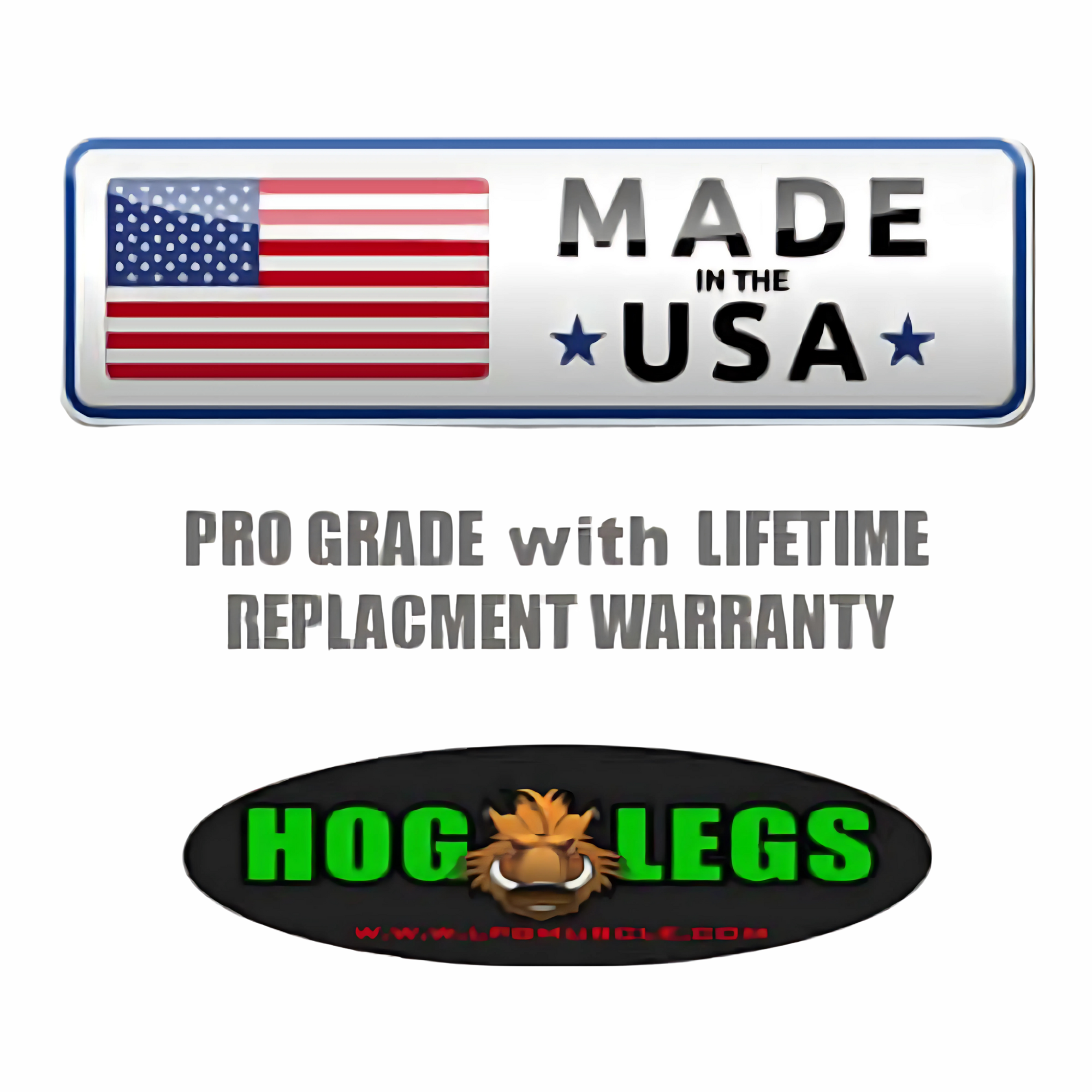 HOG LEGS Multi-Row 'Wide' Back Cable Exercise Handles—with "Made in the USA," pro grade quality, lifetime replacement warranty, and "Hog Legs" logo—ideal for T-bar rows or cable row workouts.