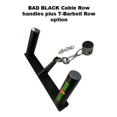 The HOG LEGS Multi-Row 'Wide' Back Cable Handles, with a chain attachment, are perfect for enhancing T-Bar Row exercises and adding versatility to your workout.