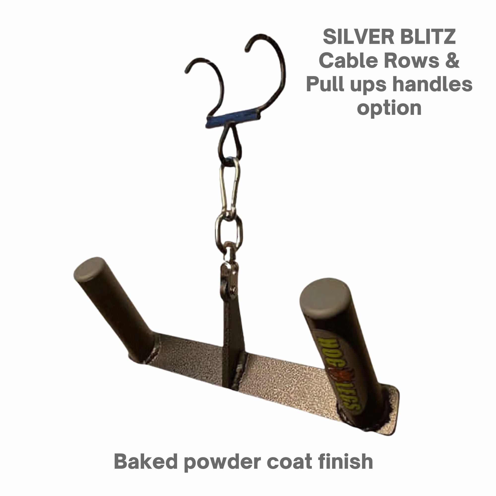 HOG LEGS Multi-Row 'Wide' Back Cable Exercise Handles with hooks and chain feature a durable baked powder coat finish.