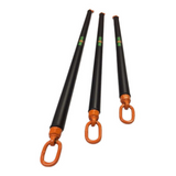 The HOG LEGS 'PRO' Dual Cable Bar, seen diagonally in black and orange, features three lifting columns with hooks and offers commercial-grade durability.