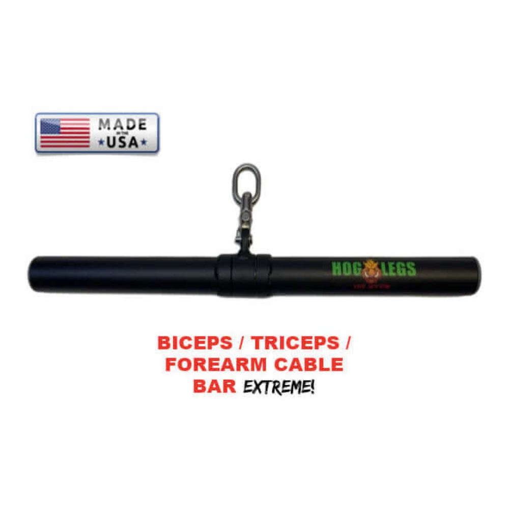 HOG LEGS 'Revolution' Fat Grip straight Curling Bar Gym Cable Attachment