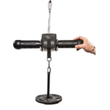 A hand uses the LOADING PIN for Weights plus Dip Belt with chain HOOK on a white background, featuring a sturdy steel loading pin for versatile workouts.