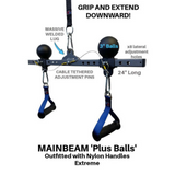The PULL FORCE 'MAINBEAM' Modular Cable Attachments offer versatility with nylon handles and adjustable features for exercises on Cable Machines, perfect for targeting muscles like triceps.