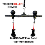 The PULL FORCE 'MAINBEAM' Modular Cable Attachments for Gym is top-notch triceps workout gear, complete with handles and spherical grips perfect for effective Triceps Extensions on Cable Machine exercises.