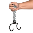 A hand holds the Patented DIPPING BELT HOOK for Dip Belt with Chain, featuring a sturdy metal chain and double hook design perfect for weighted dips.