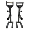 Pair of SHRUG PRO Freestanding Hex Bars, a barbell shrug alternative without rollers, in black metal with sturdy bases and patented freestanding design, featuring adjustable handles and shown side by side.