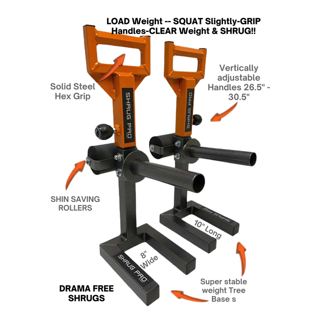 SHRUG PRO Freestanding Hex Bars Trap Bar Barbell Shrug Alternative - Without Rollers