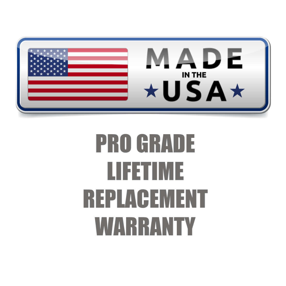 The TRIBELLS 'Double Wide' Tricep Rope Workout features an American flag label, "Made in USA" text, and offers a pro-grade lifetime replacement warranty. Ideal for ensuring top performance of Live Wire cables.