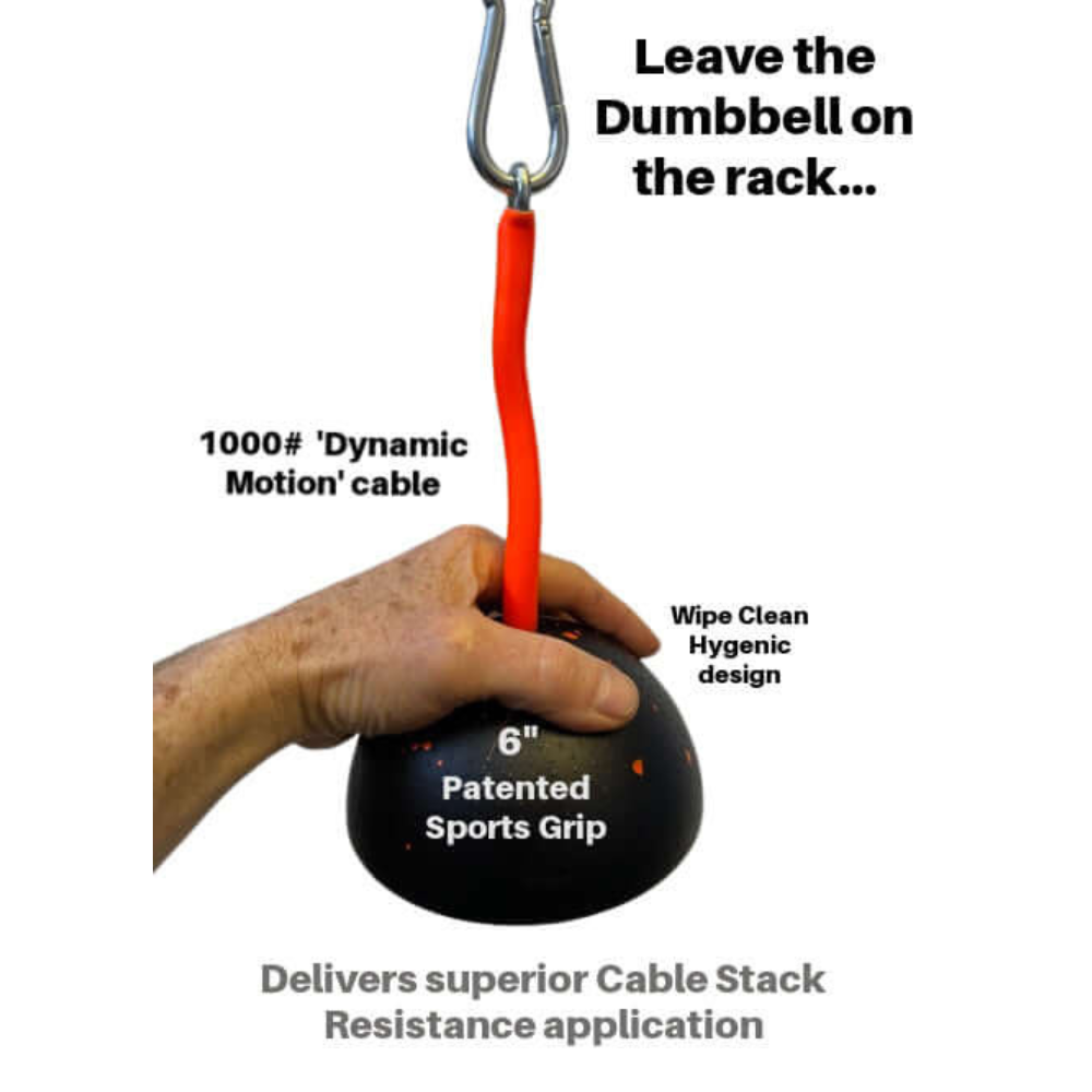 The TRIBELLS 'Double Wide' is a superior tricep rope workout tool, featuring a patented 6-inch hand grip and weight attachment, ideal for enhancing triceps extensions.