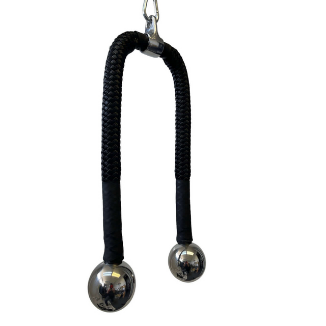 The TRICEPS ROPE CABLE Extreme Performance Viper / Twisted Sisters, equipped with durable metal handles, is perfect for enhancing your triceps workout during strength training.