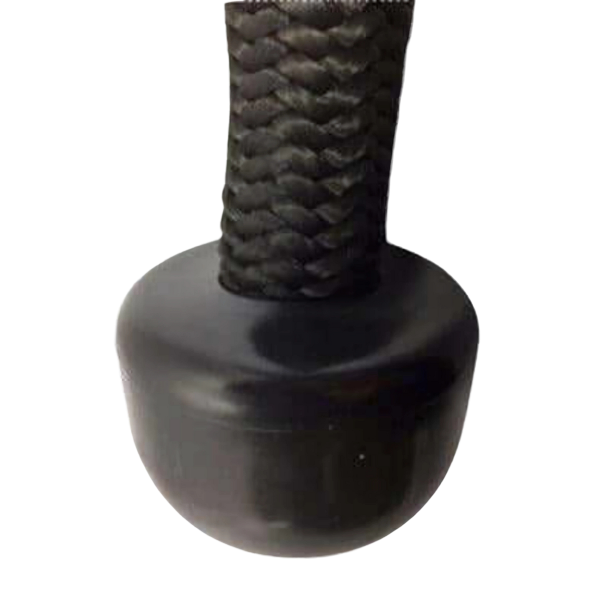 Close-up of the TRICEPS ROPE EXTREME 'Singles' featuring a black braided design and solid black stopper ball for intensified triceps cable workouts.