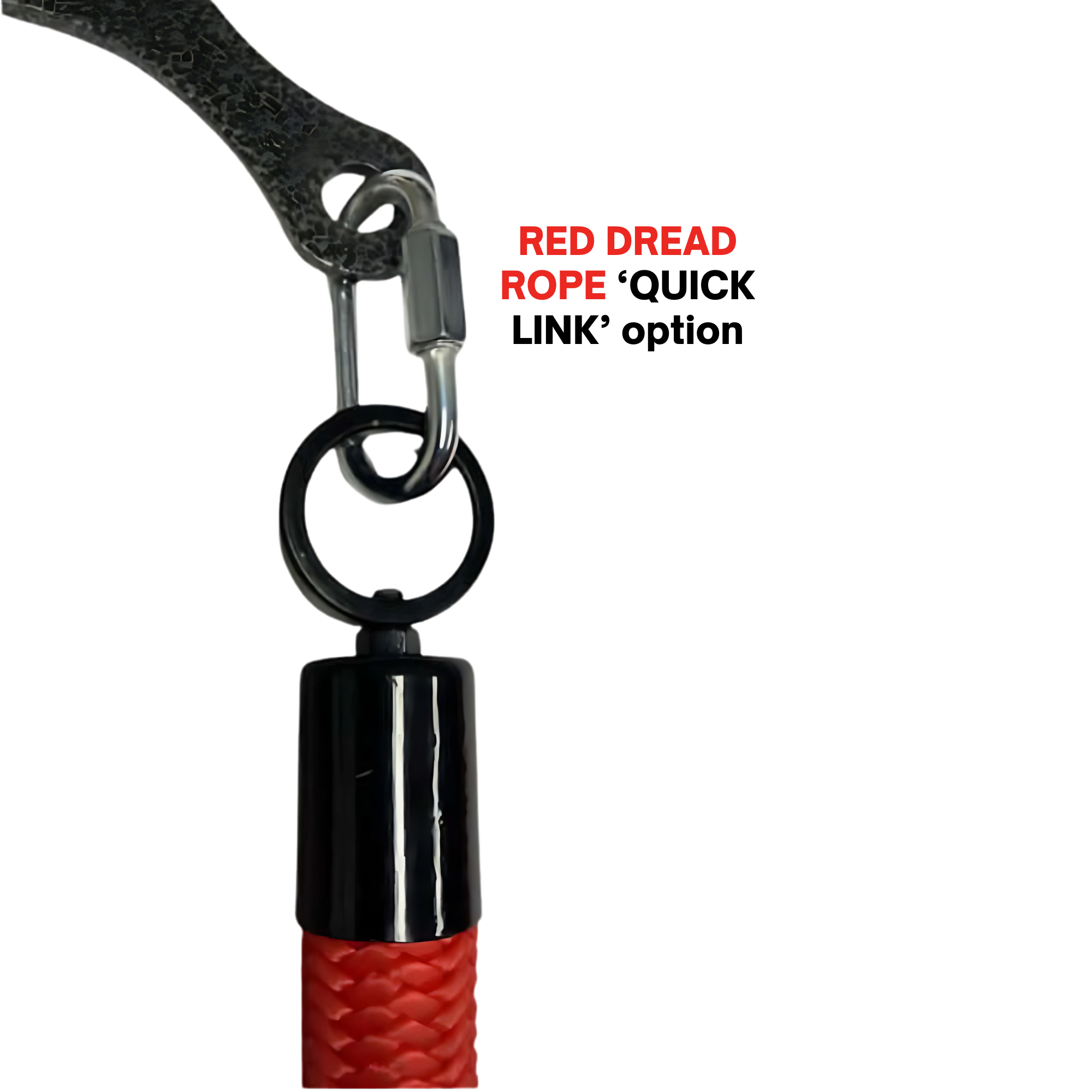 Close-up of a red Tricep Rope Dynamic TRD Cable Attachment for Gym Yoke with a black handle and metal carabiner, designed to enhance muscle activation during your workouts.