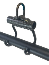 HOG LEGS Pull Up Hooks for Exercise Cable Attachments feature a metal bracket with a loop on a horizontal black rod, designed to boost grip strength during workouts.