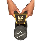 EZ SQUAT Dumbbell ergonomic handles tuck weight safely close to body center!