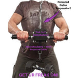 Patented GRIP FREAK removes shoulders for 100% focus on gripping muscles!