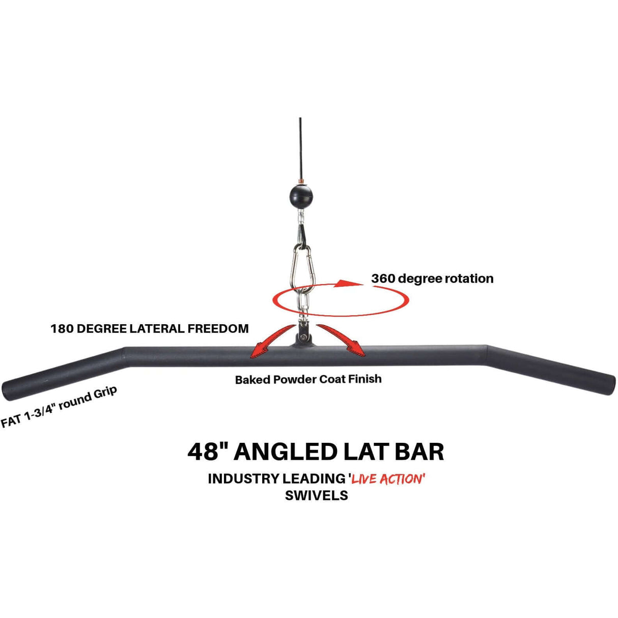 HOG LEGS Fat Grip 48" angled Lat Bar