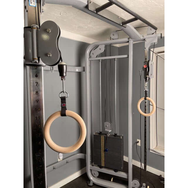 Gymnastic Rings in Chest Press mode on Dual Cable Exercise Machine!