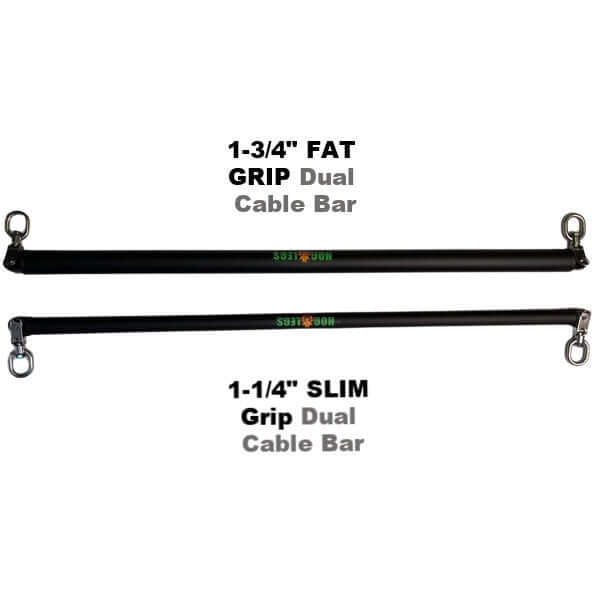 HOG LEGS Functional Trainer barbells available in Slim 1-1/4" and Fat 1-3/4" grip sizes!