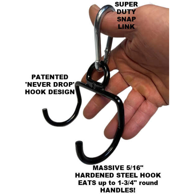 Patented 'Never Drop' Dumbbell Hook use with Dip Belts, Squat Belts, Weighted Pull Up Belts