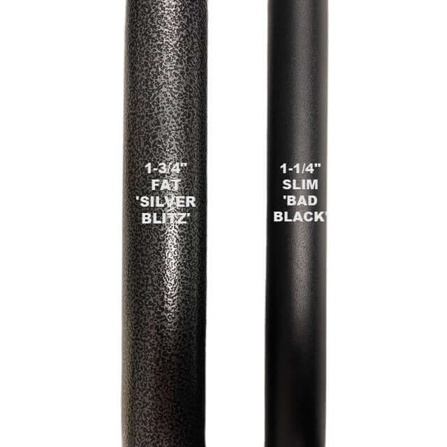 HOG LEGS Functional Trainer barbells available in BAD BLACK or SILVER BLITZ colors