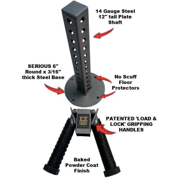 Patented EZ SQUAT Handles and Olympic Plate Holder 