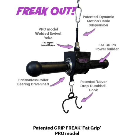 GRIP FREAK suspended Wrist Roller removes Shoulder fatigue from the grip training equasion!