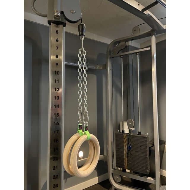 Dual Hi Cable Lat Rows with Functional Trainer Gym Rings