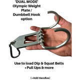 EZ SQUAT optional Dip Belt / Squat Belt loading system for Olympic Plates and Dumbbells too!