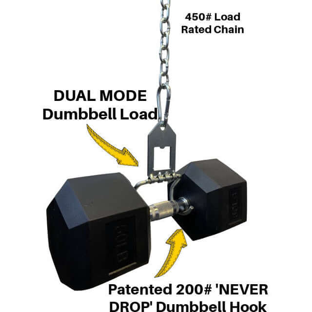 DUAL MODE Dumbbell Hook for Squat Belts & Dip Belts