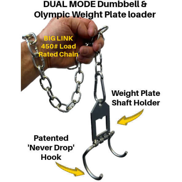 DUAL MODE Dumbbell Hook for Squat Belts & Dip Belts