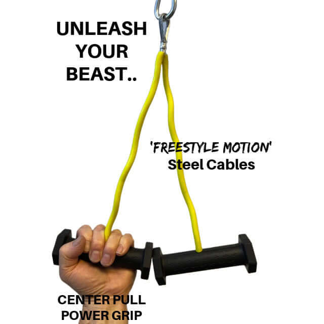 PULL FORCE GEN 2 Double Handles Cable Gym Attachments deliver 20% Stronger Grip Power!